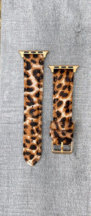 Apple Watch 15475-Light Brown Leopard Leather Band