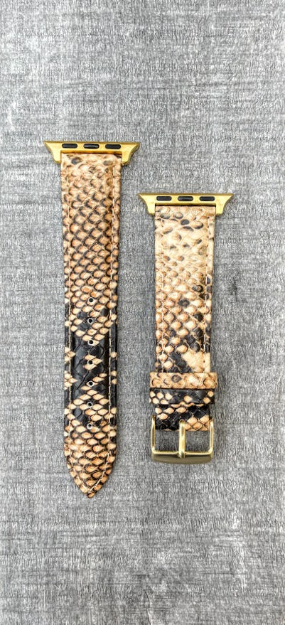 Apple Watch 15394 Brown Snake Skin Print Leather Band