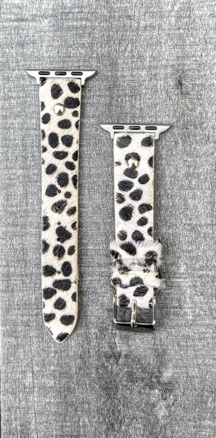 Apple Watch 15541 Black & White Dalmatian Hair-on Cowhide Leather Band