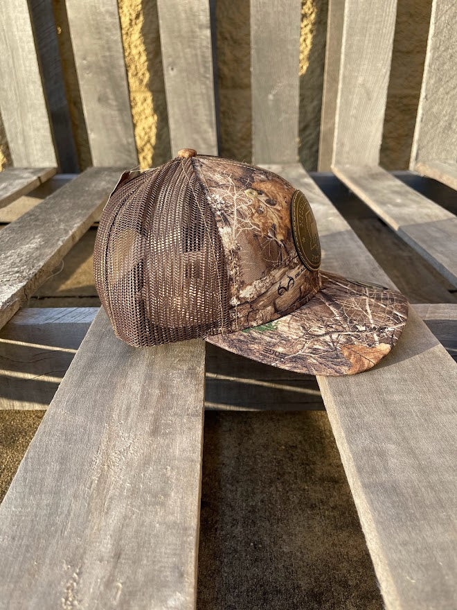 Starkville, Mississippi With Bulldog Leather Circle Patch Edge/Brown Richardson 112 Cap