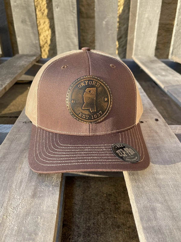 Oxford, Mississippi Leather Circle Patch Brown/Khaki Richardson 112 Cap