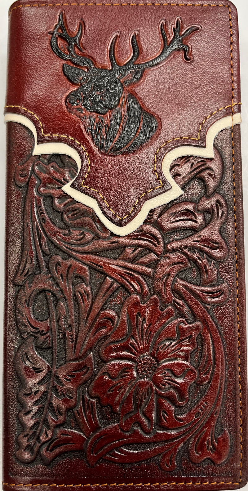 Top Notch Accessories 60108-2BR Brown Deer w/Beige Border & Floral Embossed Wallet