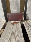 PH-03 Coffee with Turquoise Inlay Phone Case Wristlet Wallet