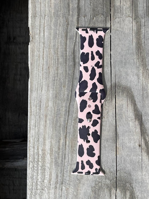 Silicone Apple Watch Band Mauve Leopard Print