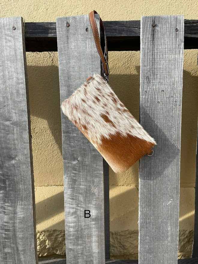 Top Notch Accessories Cowhide Wristlet Purse In Brown 3071BR