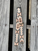 Grey and Tan geometric print  design purse strap.