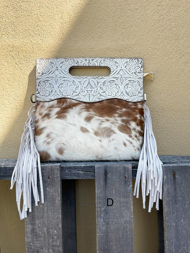 Top Notch Accessories 3074BG Beige Cowhide & Tooled Leather Purse