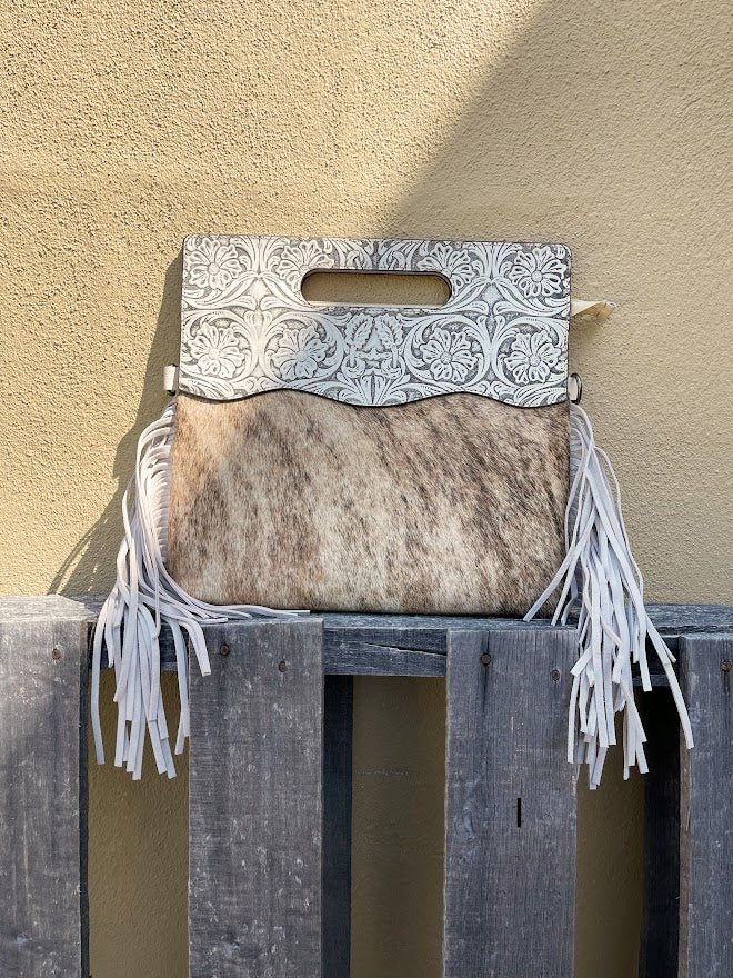 Top Notch Accessories 3074BG Beige Cowhide & Tooled Leather Purse