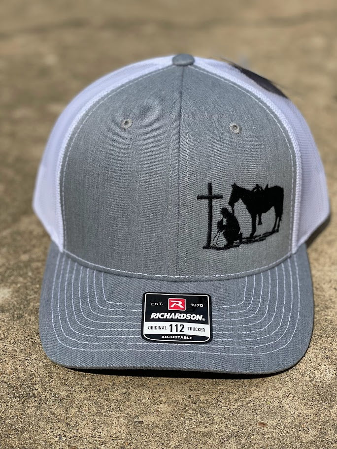 Dally Up 162 Heather/White with Embordered Praying Cowboy Richardson 112 Cap