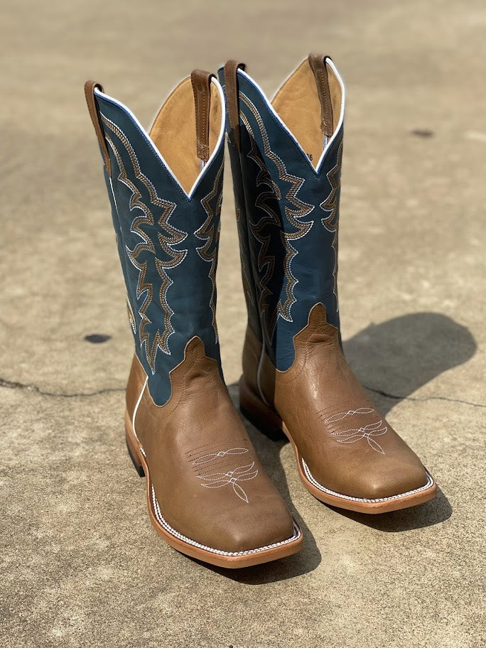 Horse Power HP1836 Men's 13" Pecan Barking Iron/Sugared Blue Jeans Square Toe * Close Out*