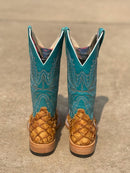 Women's Macie Bean Top Hand M2008 13" Antique Bass with Turquoise Top Square Toe Boot