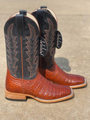 Women's Macie Bean Top Hand M2003 Brandy Caiman Belly with Blue Mad Dog Top Square Toe Boot