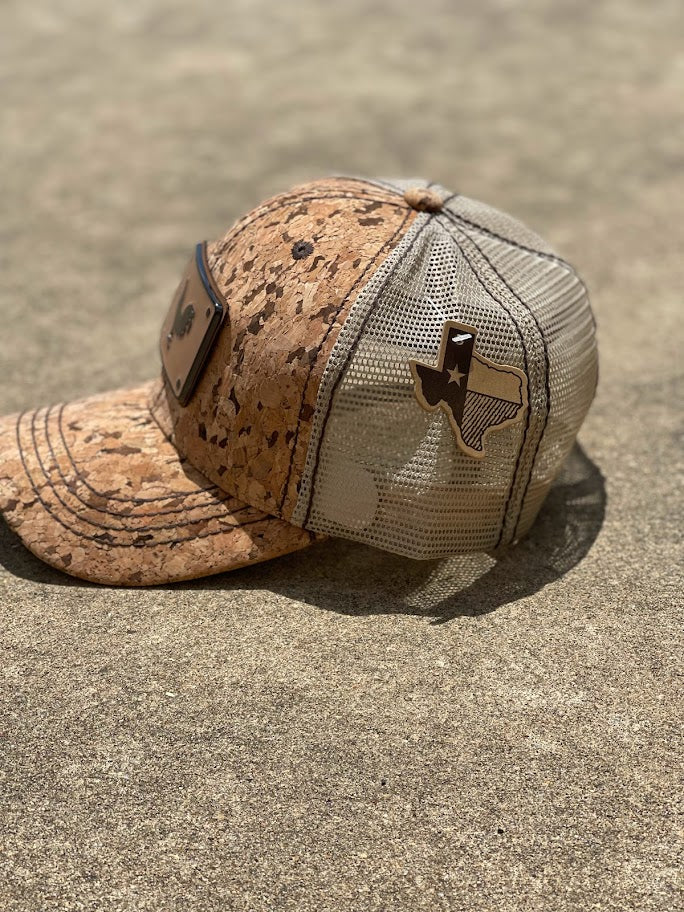 Tan Cork Cap With Rooster Metal Concho
