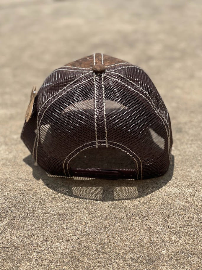 Dark Brown Cork Cap With Mexico Flag Metal Concho