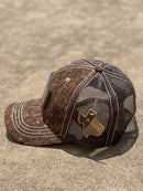 Dark Brown Cork Cap With American Flag Metal Concho