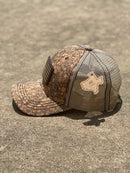 Brown Cork Cap With American Flag Metal Concho