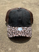 Crisscross Ponytail Brown Leopard Bill 021 Cap