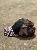 Crisscross Ponytail Brown Leopard Bill 021 Cap