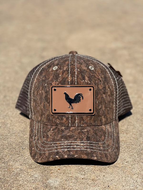 Dark Brown Cork Cap With Rooster Metal Concho