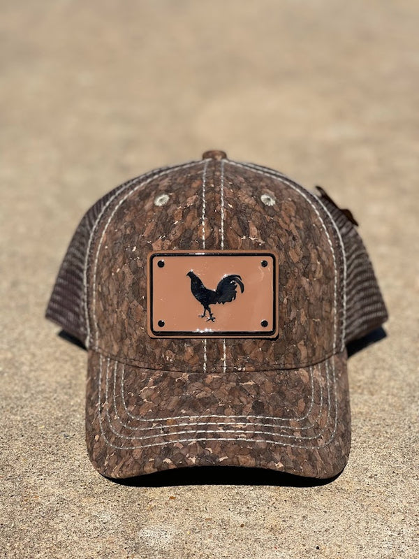Dark Brown Cork Rooster with Metal Concho Cap