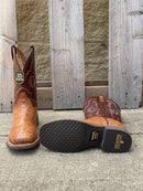 Men's Dan Post DPP5712 Tan Smooth Ostrich Wide Square Toe Boot *Closeout*