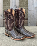 Cowtown Q6150 12" Rustic Chocolate Caiman Print Square Toe Boot