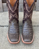 Cowtown Q6150 12" Rustic Chocolate Caiman Print Square Toe Boot