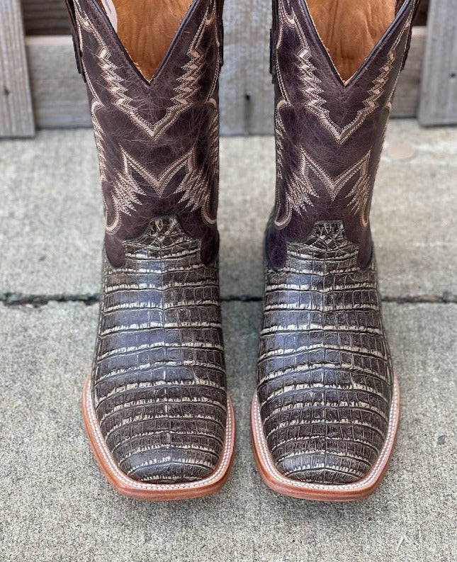 Cowtown Q6150 12" Rustic Chocolate Caiman Print Square Toe Boot (SHOP IN-STORE TOO)