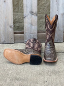 Cowtown Q6150 12" Rustic Chocolate Caiman Print Square Toe Boot