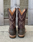 Cowtown Q6150 12" Rustic Chocolate Caiman Print Square Toe Boot