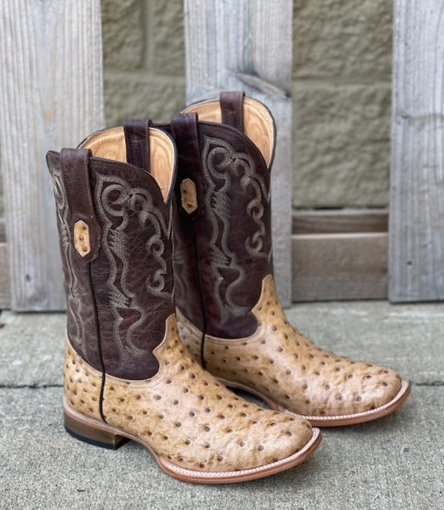 Men's Cowtown Q6077 12" Oryx Full Quill Ostrich Print Square Toe Boot (SHOP IN-STORE TOO)