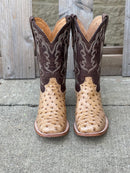 Men's Cowtown 12" Oryx Full Quill Ostrich-Print Square Toe Boot