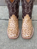 Men's Cowtown 12" Oryx Full Quill Ostrich-Print Square Toe Boot