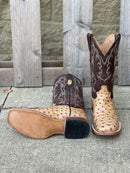 Men's Cowtown 12" Oryx Full Quill Ostrich-Print Square Toe Boot