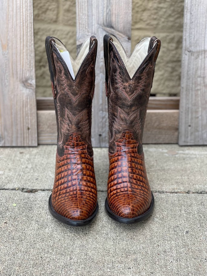 Cowtown R6074 12" Brown Caiman Belly Print R Toe Boot (SHOP IN-STORES TOO)