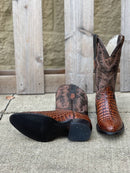 Cowtown R6074 12" Brown Caiman Belly Print R Toe Boot