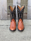Cowtown R6094 12" Cognac Caiman Tail Cut Print R Toe Boot