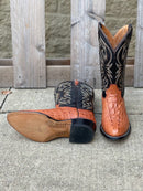Cowtown R6094 12" Cognac Caiman Tail Cut Print R Toe Boot