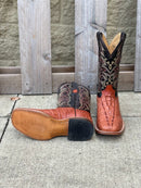 Men's Cowtown Q6094 12" Cognac Caiman Tail Print Square Toe Boot