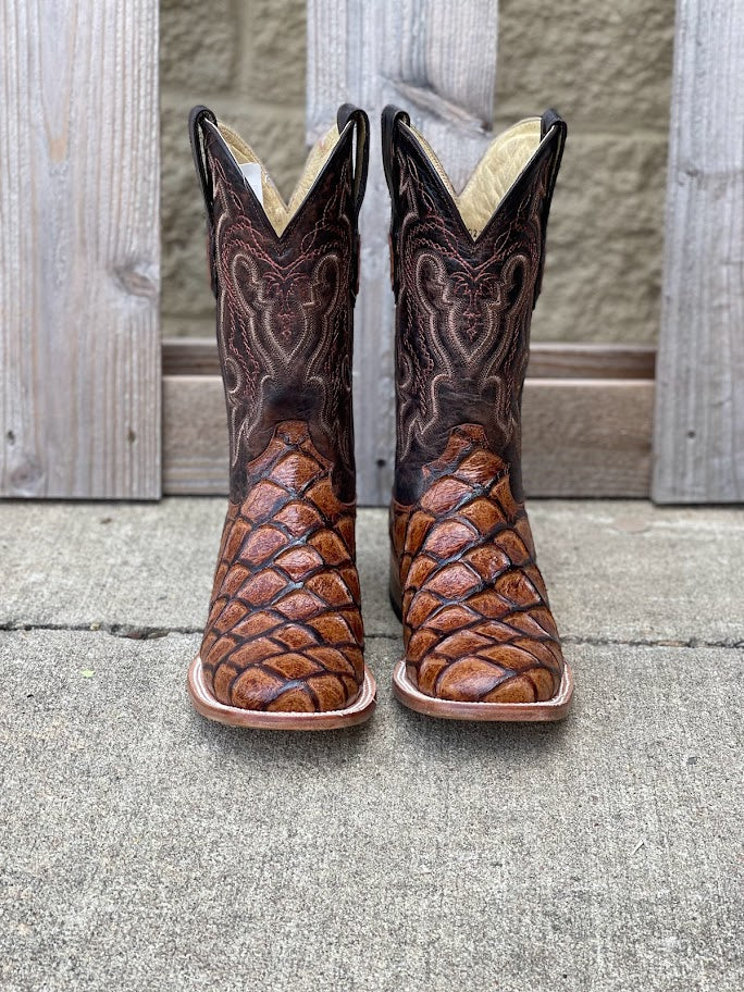 Cowtown Q156 12" Cognac Big Bass Print Square Toe Boot (SHOP IN-STORES TOO)