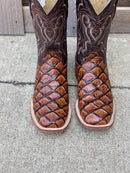 Cowtown 12" Cognac Big Bass Print Square Toe Boot