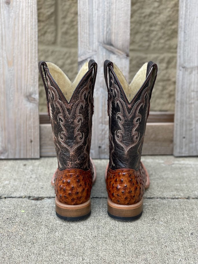 Cowtown Q6064 13" Cognac Full Quill Ostrich Print Square Toe Boot (SHOP IN-STORES TOO)