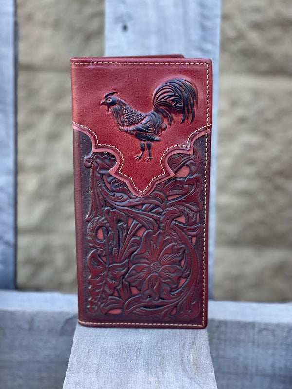 Top Notch Accessories 60201-1BR Brown Rooster Leather Wallet With Brown Inlay