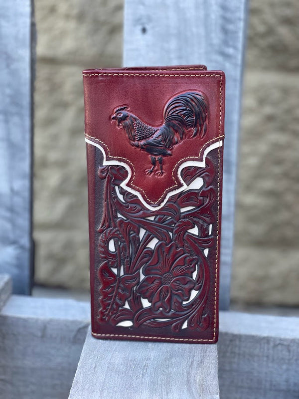 Top Notch Accessories 60201-2BR Brown Rooster w/Beige Inlay Wallet