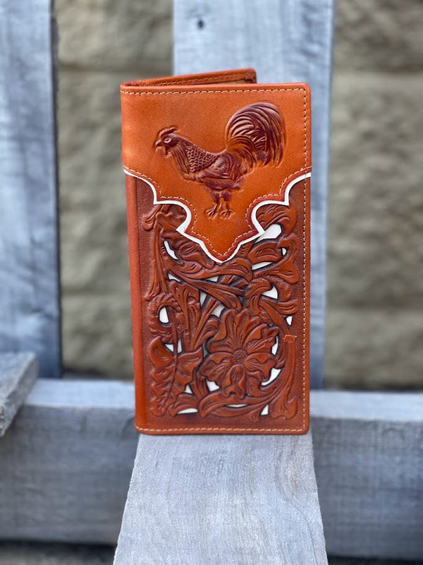 Top Notch Accessories 60201-2L.BR Light Brown Rooster w/Beige Inlay Wallet