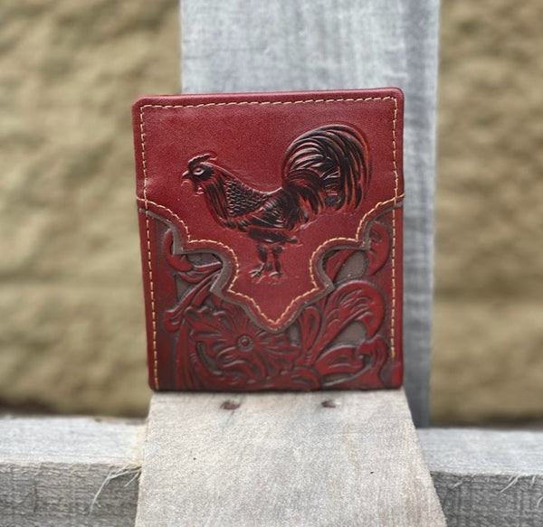Top Notch Accessories 50101-1BR Brown Rooster With Brown Inlay Bi-Fold Wallet