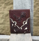 Top Notch Accessories Brown Embossed Rooster with Beige Inlay Bi-Fold Wallet