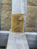 Zep Pro USA Flag Concho Vintage Tan Leather Tri-fold Wallet front view 