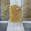 Zep Pro University of Alabama Roll Tide Vintage Tan Leather Tri-fold Wallet front view