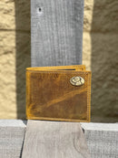 Zep Pro Lab Concho Vintage Tan Leather Bi-Fold Wallet Front view
